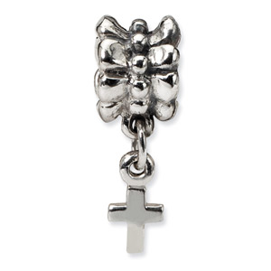 .925 Sterling Silver Cross Dangle Bead