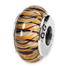 Sterling Silver Brown Hand-blown Glass Bead