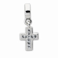 Cross Dangle Bead with CZ in Sterling Silver