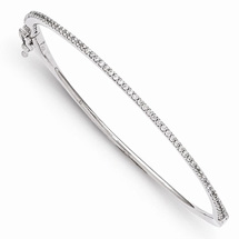 Sterling Silver and CZ Hinged Bangle Bracelet