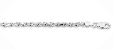 3mm Sterling Silver Diamond Cut Rope Bracelet