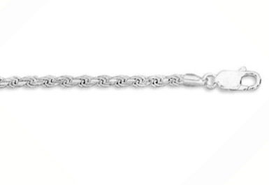 4mm Sterling Silver Diamond Cut Rope Chain