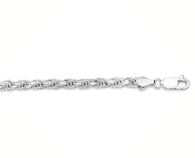 5mm Sterling Silver Diamond Cut Rope Chain