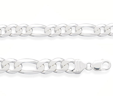 10.75mm Sterling Silver Figaro Link Bracelet