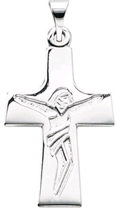 Modern Design Crucifix Pendant in Sterling Silver