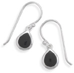 Black Onyx Inlay Earrings in Sterling Silver