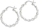 Sterling Silver Tiwsted Hoop Earrings - 1 1/4