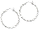 Sterling Silver Twisted Hoop Earrings - 1 3/4