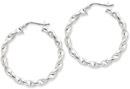 Sterling Silver Twisted Hoop Earrings - 1 1/2
