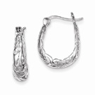 Oval Filigree Hoop Earrings in Sterling Silver