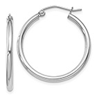 Classic Sterling Silver 2mm Hoop Earrings, 1" Size