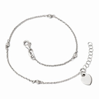 Sterling Silver Adjustable Anklet with Heart Clasp