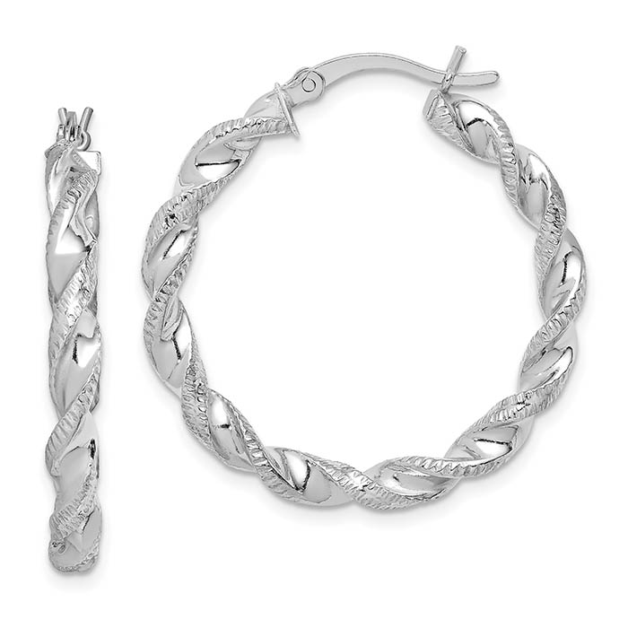 Sterling Silver Twisted Hoop Earrings - 1 1/4
