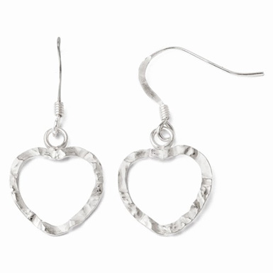 Sterling Silver Textured Heart Earrings