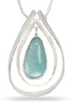 Ancient Roman Glass and Sterling Silver Cut Out Pendant