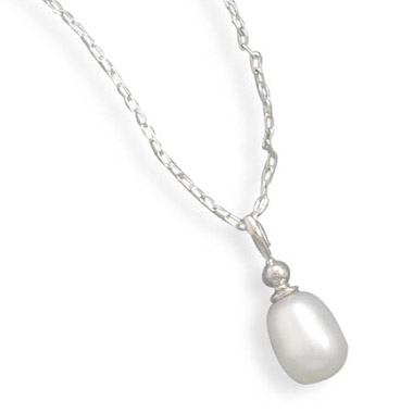 Freshwater Cultured Pearl Necklace in Sterling Silver