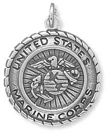 United States Marine Corps Medallion Charm in Sterling Silver