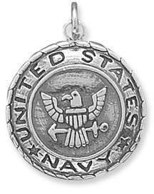 United States Navy Medallion Charm in Sterling Silver