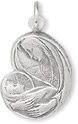 Virgin Mary with Baby Jesus Charm in Sterling Silver