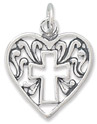 Heart and Cross Sterling Silver Charm