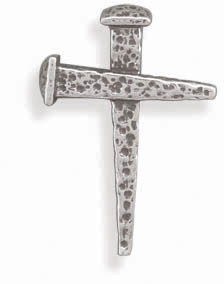 Sterling Silver Antiqued Cross of Nails Pendant