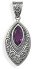 Marquise Amethyst Pendant in Sterling Silver