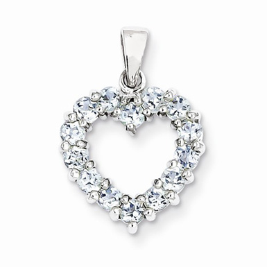 Sterling Silver Aquamarine Heart Pendant
