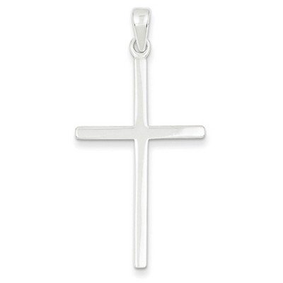 Polished Christian Cross Pendant, Sterling Silver