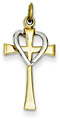 Sterling Silver and Vermeil Heart and Cross Two-Tone Pendant