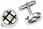 Sterling Silver with Mother of Pearl and Black Enamel Cuff Links