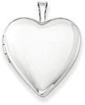 Polished and Plain Heart Locket Necklace, Sterling Silver