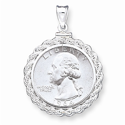 25-Cent (Quarter) Rope Coin Bezel Pendant in Sterling Silver