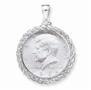 50-Cent (Half-Dollar) Rope Coin Bezel Pendant in Sterling Silver