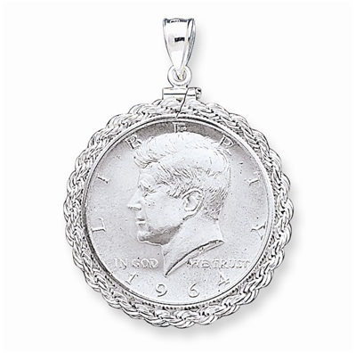 50-Cent (Half-Dollar) Rope Coin Bezel Pendant in Sterling Silver