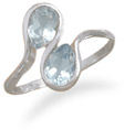 Blue Topaz Wave Ring in Sterling Silver