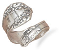 Antiqued Floral Spoon Ring in Sterling Silver