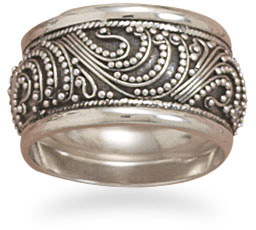 Rope Design Sterling Silver Antiqued Ring