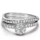 0.61 Carat Modern Wave Diamond Bridal Ring Wedding Set in 14K White Gold