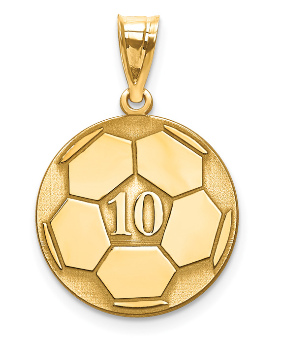 Personalized 14K Gold Soccer Ball Pendant with Number and Name