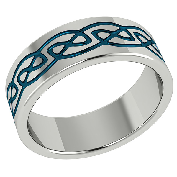 blue celtic titanium wedding band ring