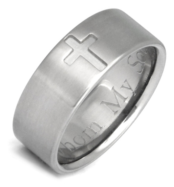 Titanium Cross Wedding Band Ring