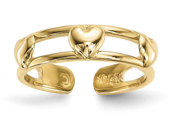 14K Gold 3-Heart Toe Ring
