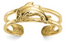 2 Dolphins Toe Ring, 14K Gold