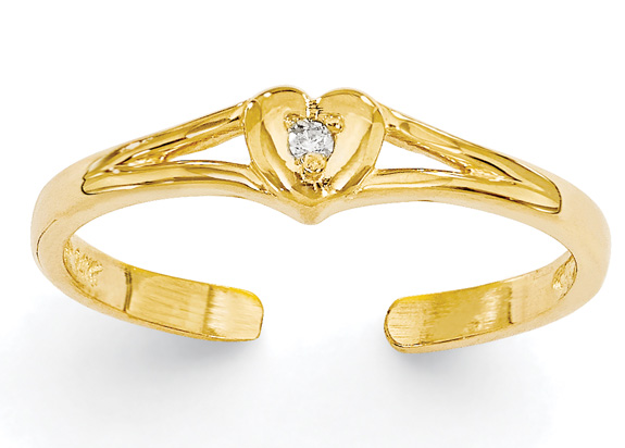 Diamond Heart Toe Ring, 14K Gold