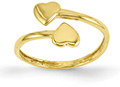 Double Heart Toe Ring in 14K Gold