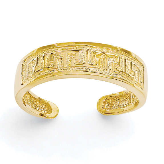 Engraved Greek Key Toe Ring in 14k Gold