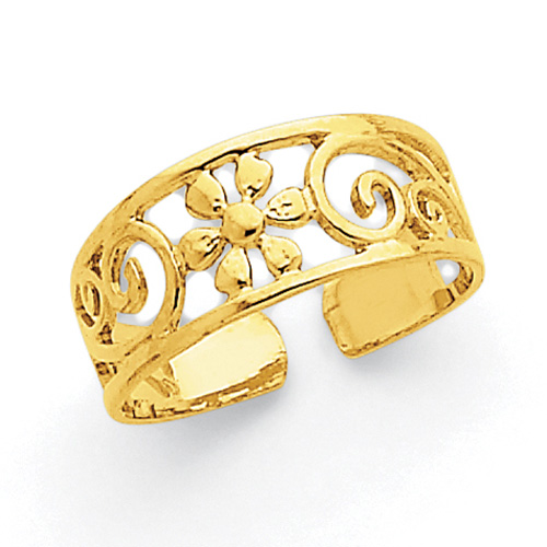 Floral Toe Ring, 14K Gold
