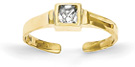Princess-Cut CZ Toe Ring, 10K Gold