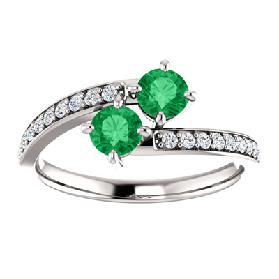 0.50 Carat Emerald and Diamond Two Stone 