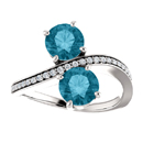 London Blue Topaz and Diamond Two Stone Ring in 14K White Gold